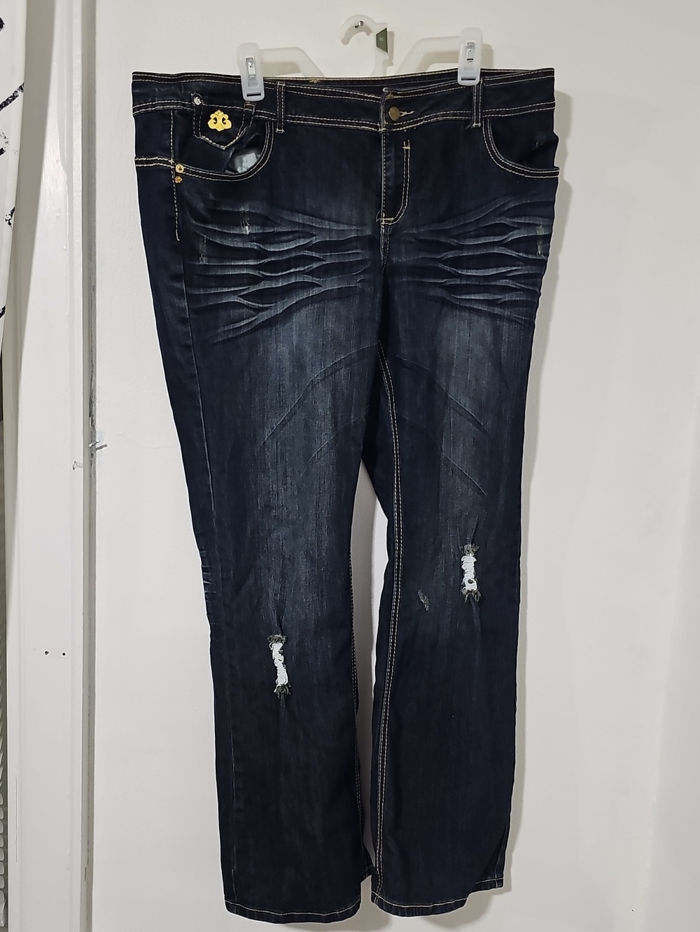Dereon Y2K Beyonce House of Dereon Jeans 22W 39x31 Bootcut Distressed
